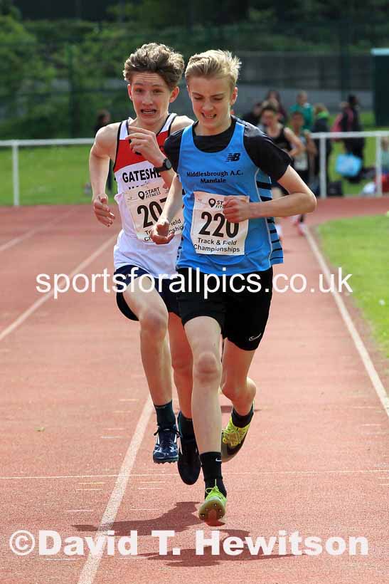 Boys Under-15s 1500 metres, 2023 North Eastern Track and Field Champs., Middlesbrough Sports Village, Middlesbrough. Photo: David T. Hewitson/Sports for All Pics